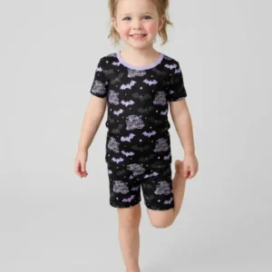 Halloween Butterflies Bamboo Two Piece Short Sleeve Shorts Pajama Set