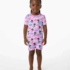 Black Mermaid I Am Strong Bamboo Two Piece Short Sleeve Shorts Pajama Set
