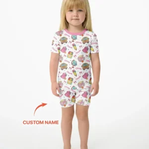 Custom Name Back To School Bamboo Two Piece Short Sleeve Shorts Pajama Set
