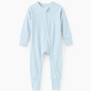 Ice Blue Bamboo Convertible Zippered Romper