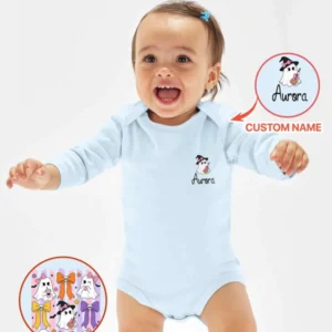 Personalized Pink Bow Ghost Coquette Halloween Bamboo Bodysuit