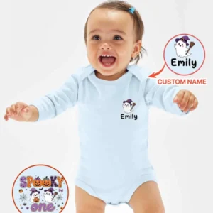 Personalized Spooky One Baby Boo Halloween First Birthday Bamboo Bodysuit