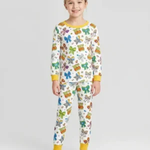 Magical Mirror Bow Bamboo Two Piece Long Sleeve Pajama Set