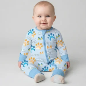 Custom Name Favourite Blue Dog Family Matching Bamboo Convertible Zippy