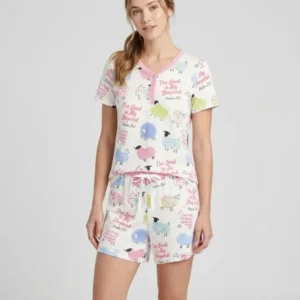 The Lord Is My Shepherd Psalm 23 Bamboo Women Short Sleeve Short Pajama Set