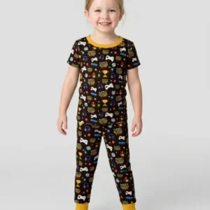 Leveled Up Daddy & Me Matching Bamboo Two Piece Short Sleeve Pajama Set