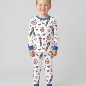 Custom Photo Best Patriotic Family Ever Bamboo Two Piece Long Sleeve Pajama Set