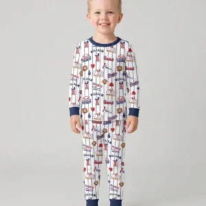 Baseball Birthday Boy Bamboo Two Piece Long Sleeve Pajama Set