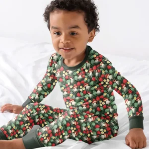 Strawberry Ghost Cottagecore Halloween Bamboo Two Piece Long Sleeve Pajama Set