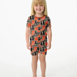 Halloween Cottage Core Bamboo Two Piece Short Sleeve Shorts Pajama Set