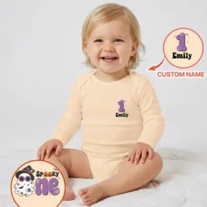 Personalized Spooky One Coquette Halloween Birthday Bamboo Bodysuit