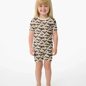 Cottage Core Halloween Bats Bamboo Two Piece Short Sleeve Shorts Pajama Set