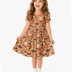 Vintage Halloween Carnival Bamboo Twirl Dress