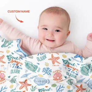 Coastal God Says I Am Custom Name Bamboo Blanket