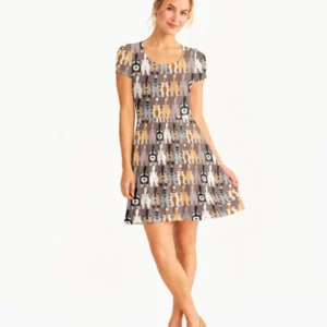 Cheeky Tails Bamboo Women’s Short Sleeve Twirl Dress
