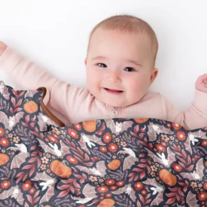Bat Pumpkin Floral Halloween Bamboo Blanket