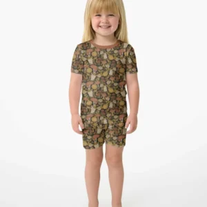 Ghost Garden Dark Autumn Bamboo Two Piece Short Sleeve Shorts Pajama Set