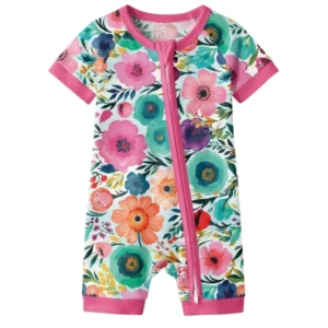 Secret Garden Bamboo Shorty Zippered Romper