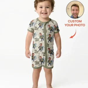 Custom Photo Dad Fishing's Buddy Daddy & Me Matching Bamboo Shorty Zippy
