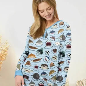 Shark Faces Bamboo Women Pajama Set