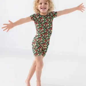 Strawberry Ghost Cottagecore Halloween Bamboo Two Piece Short Sleeve Shorts Pajama Set