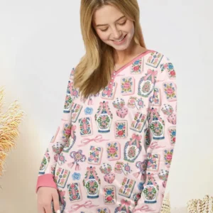 Chinoiserie Mahjong Mommy & Me Matching Bamboo Women Pajama Set