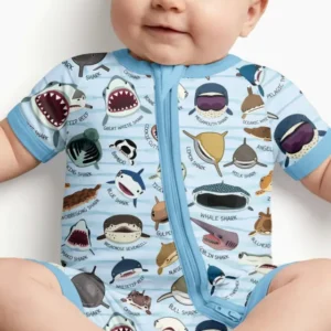 Shark Faces Bamboo Shorty Zippy