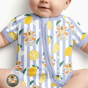 Custom Image Summer Lemon Bamboo Shorty Zippy