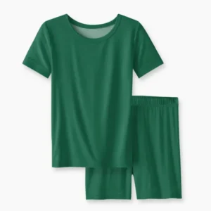 Emerald Bamboo Two Piece Short Sleeve Shorts Pajama Set