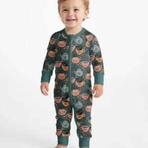 Folk Floral Black Cat Tea Party Bamboo Convertible Zippy