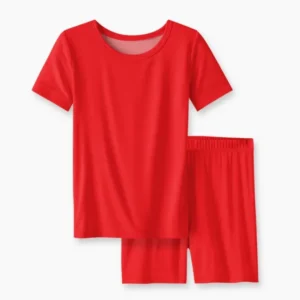 Crimson Bamboo Two Piece Short Sleeve Shorts Pajama Set