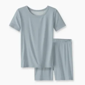 Fog Bamboo Two Piece Short Sleeve Shorts Pajama Set