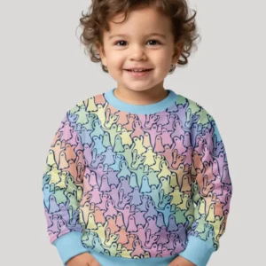 Pastel Rainbow Ghost Halloween Bamboo Crewneck Sweatshirt
