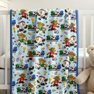 Soccer Cup Cute Mascots Bamboo Blanket