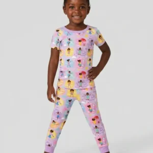 African American Girl I Am Loved Bamboo Two Piece Short Sleeve Pajama Set