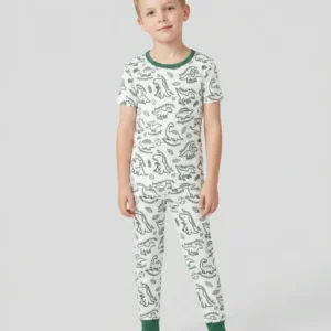Dinosaur Park Bamboo Two Piece Short Sleeve Pajama Set