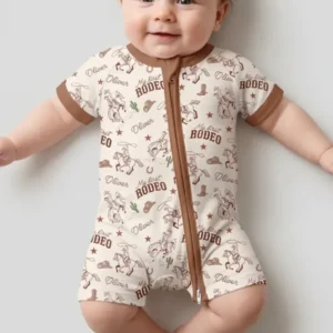Custom Name First Rodeo Family Matching Bamboo Shorty Zippy