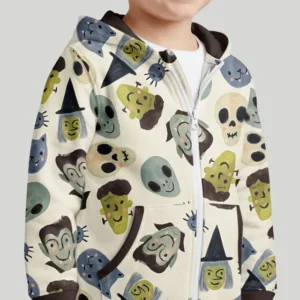 Halloween Face Bamboo Zip Hoodie