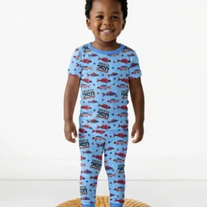 Stars and Stripes Fish Bamboo Two Piece Short Sleeve Pajama Set