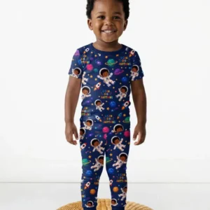 Black Astronaut I Can Do Anything Bamboo Two Piece Short Sleeve Pajama Set