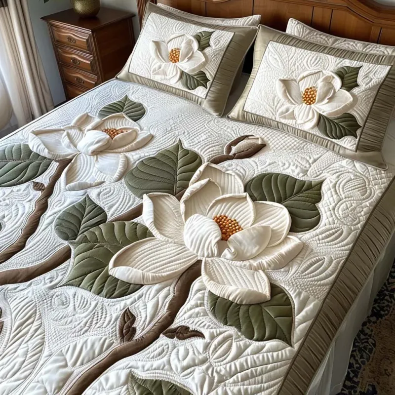 Magnolia Dreams Bamboo Quilt Bedding Set