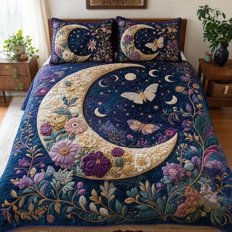 Midnight Moth Bamboo Quilt Bedding Set