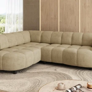Designer Ecksofa Olivia Mini in Samt mit elektrischer Sitzerweiterung