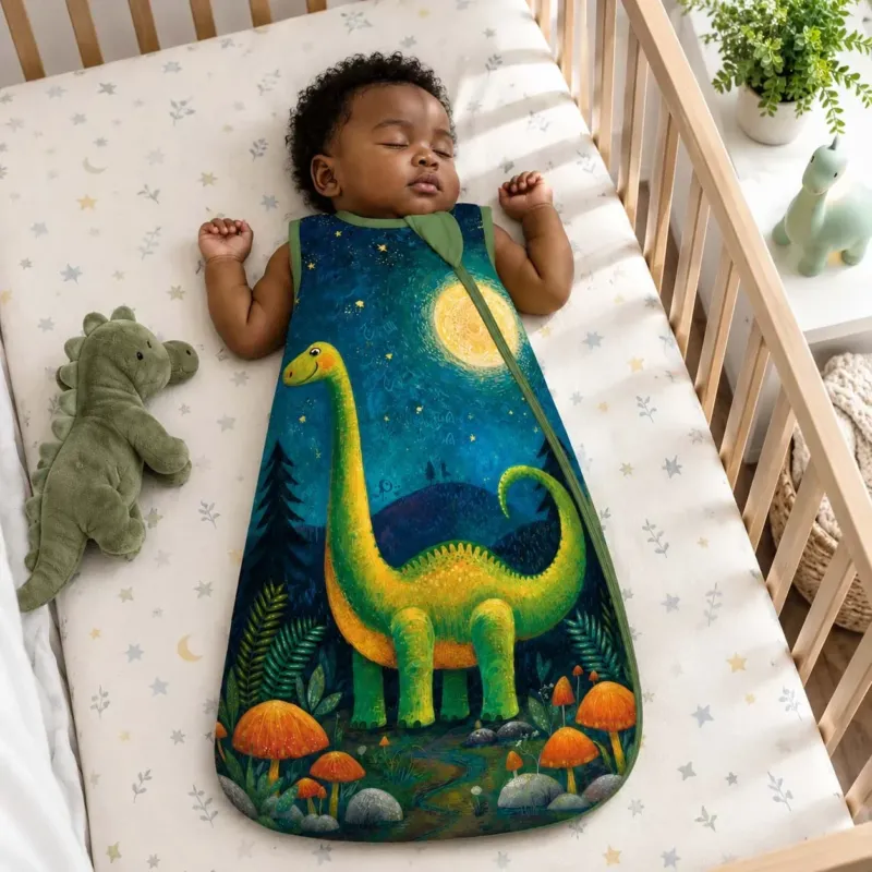 Moonlit Dinosaur Forest Bamboo Sleep Bag