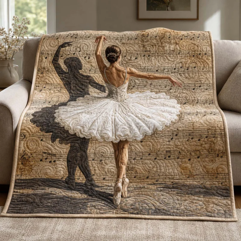 Musical Shadow Ballerina Bamboo Quilt Blanket