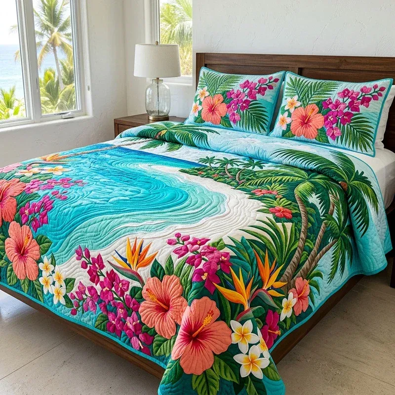 Ocean Coastal Bamboo Quilt Bedding Set