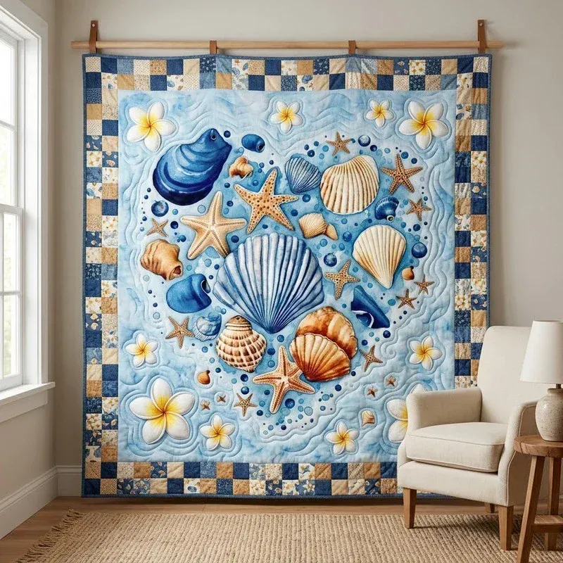 Ocean Heart Bamboo Quilt Blanket