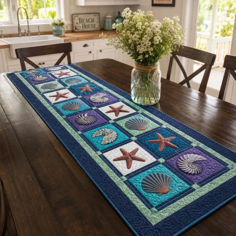 Peaceful Sea Journey Quilt Table Runner