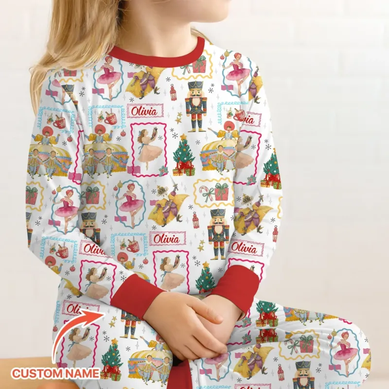 The Enchanted Nutcracker Custom Name Bamboo Two Piece Long Sleeve Pajama Set