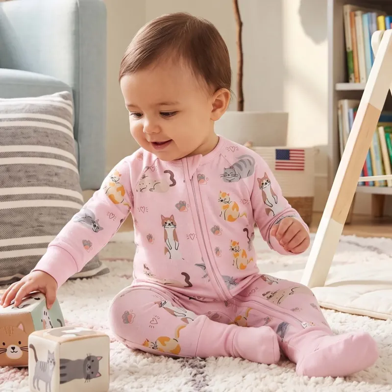 Pink Happy Cats Bamboo Convertible Zippy